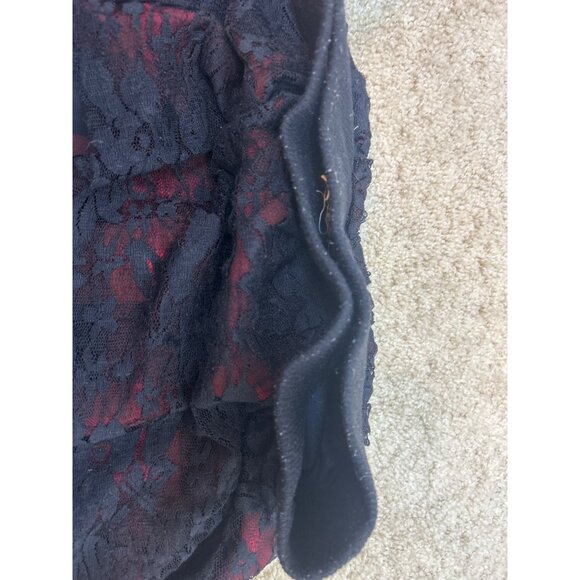 Plaid Red Black Lace Layered Miniskirt Grunge Goth Punk Elastic Waist Size XL - Picture 8 of 10